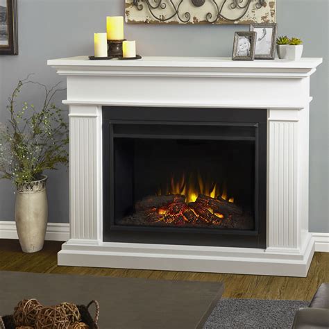 freestanding electric fireplace white